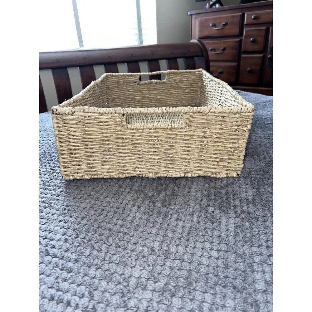 Square Nesting Wicker Baskets with Handle